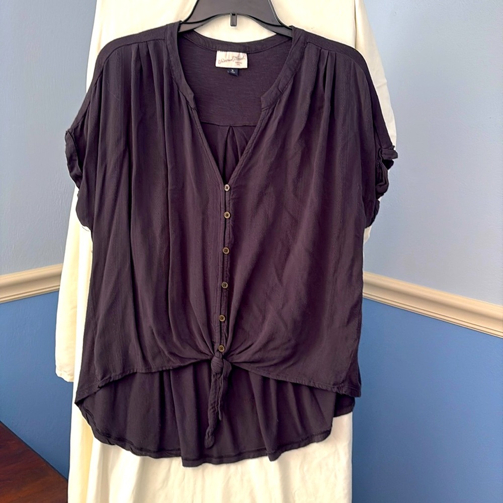 Tie front button up blouse